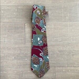 Men's Red Green Flower Print Pitti Uomo Moda Tie